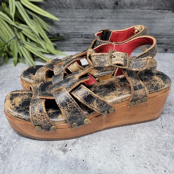 NWT Bed Stu | Fabiola Platform Wedge Sandals in Black Lux Size 7.5 - Picture 8 of 13